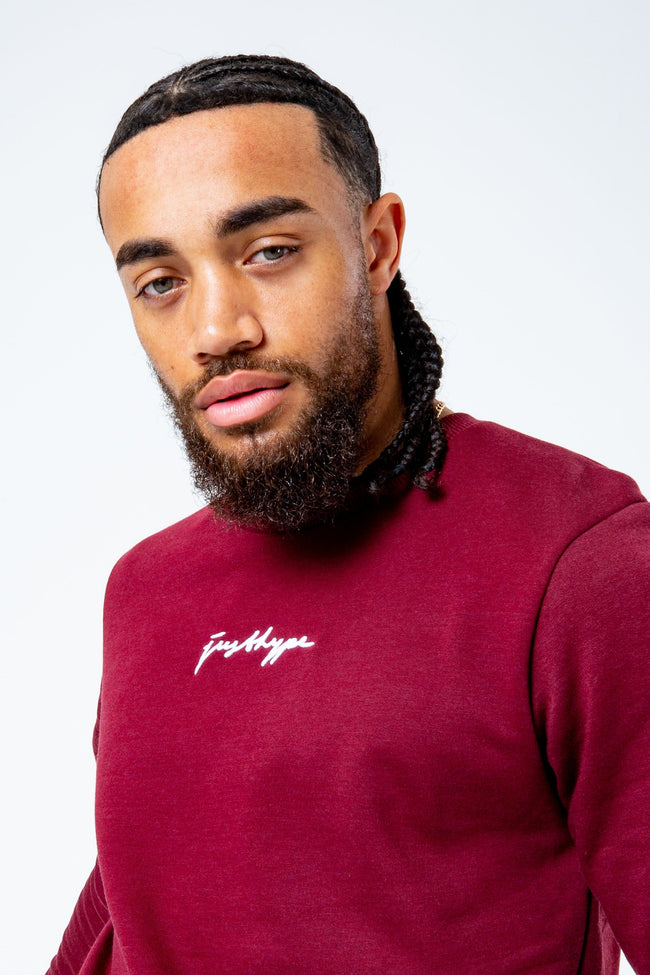 HYPE BURGUNDY SCRIBBLE MEN'S CREW NECK