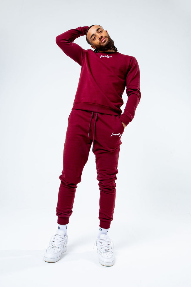 HYPE BURGUNDY SCRIBBLE MEN'S CREW NECK