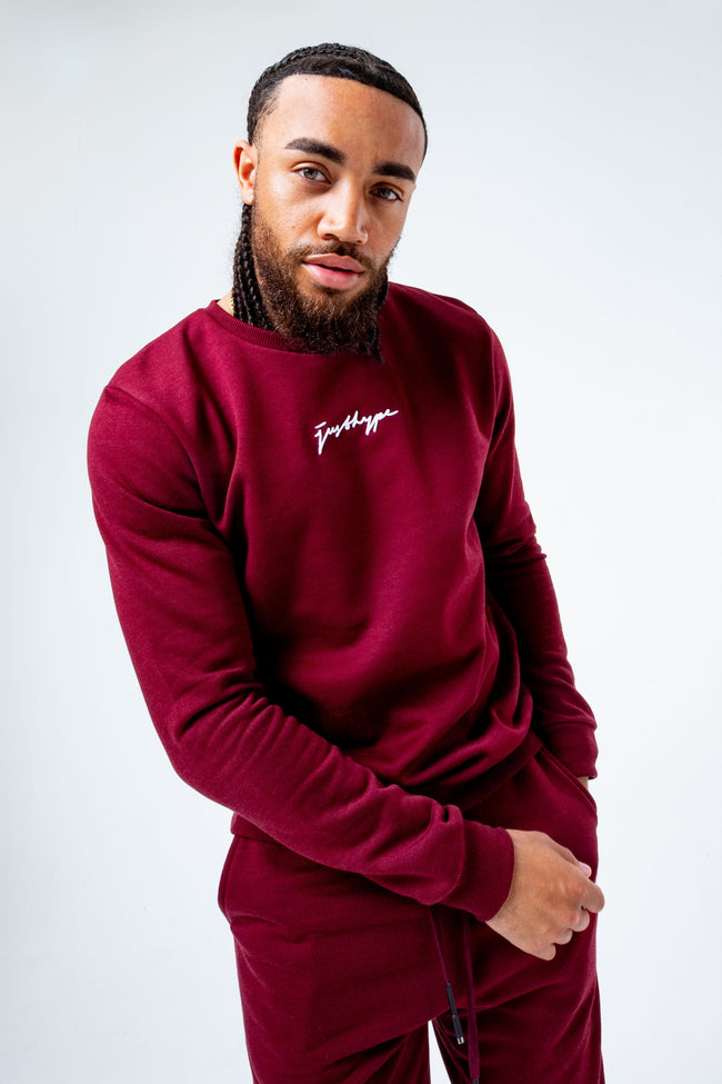 HYPE BURGUNDY SCRIBBLE MEN'S CREW NECK