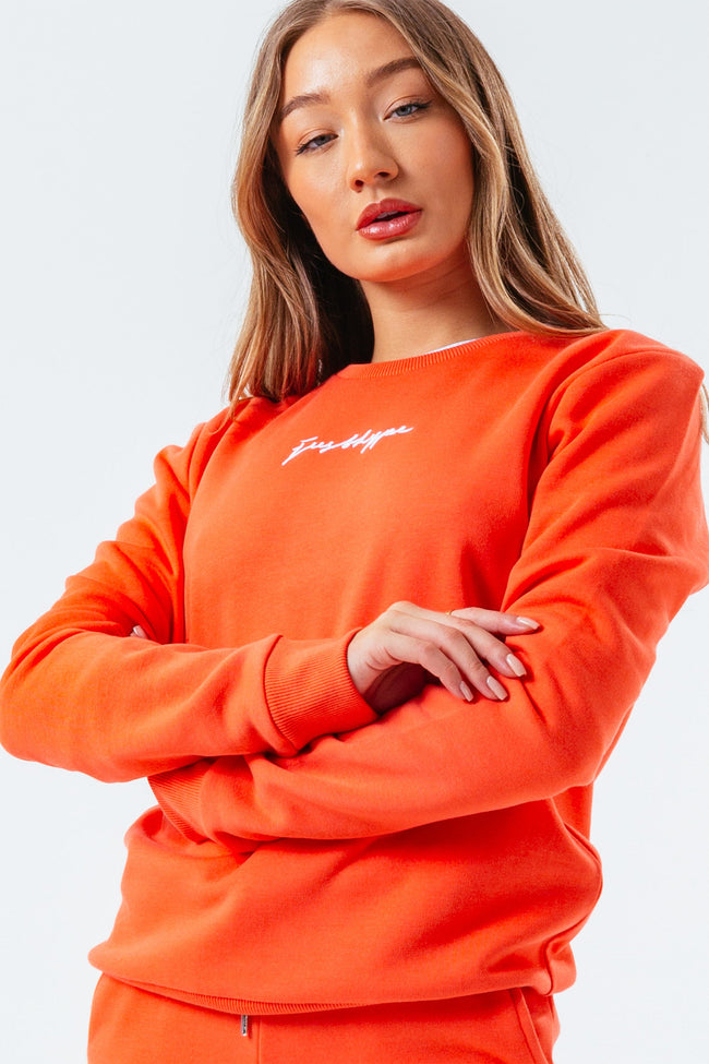 HYPE CORAL SCRIBBLE WOMEN'S CREW NECK