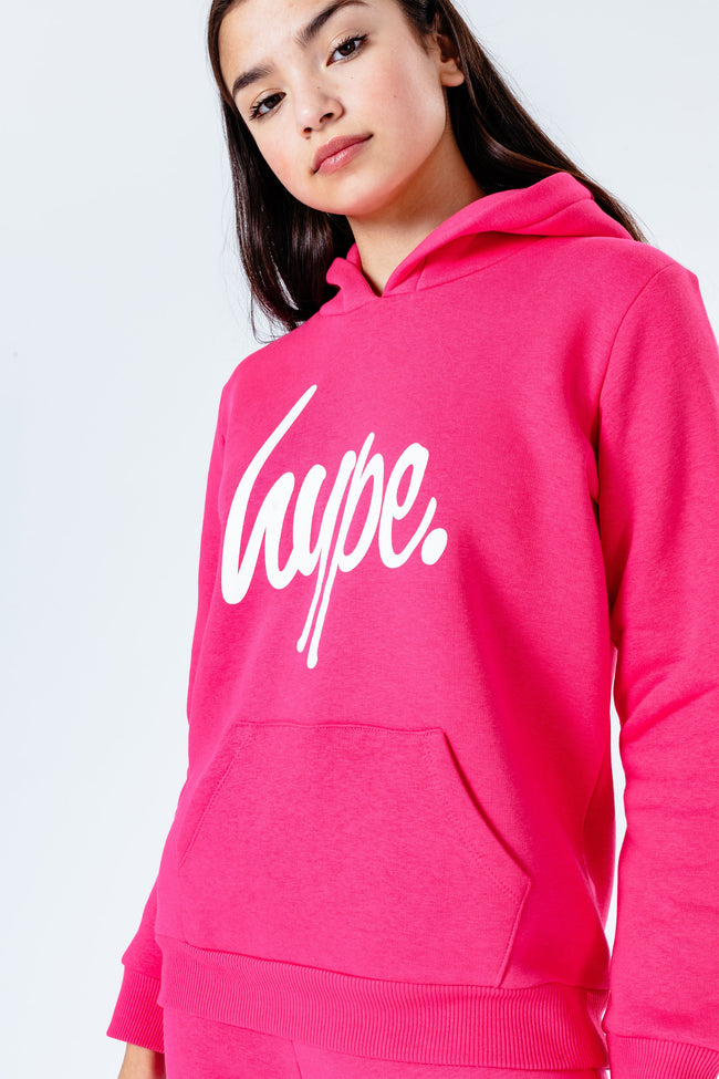 Hype Power Pink Script Kids Pullover Hoodie