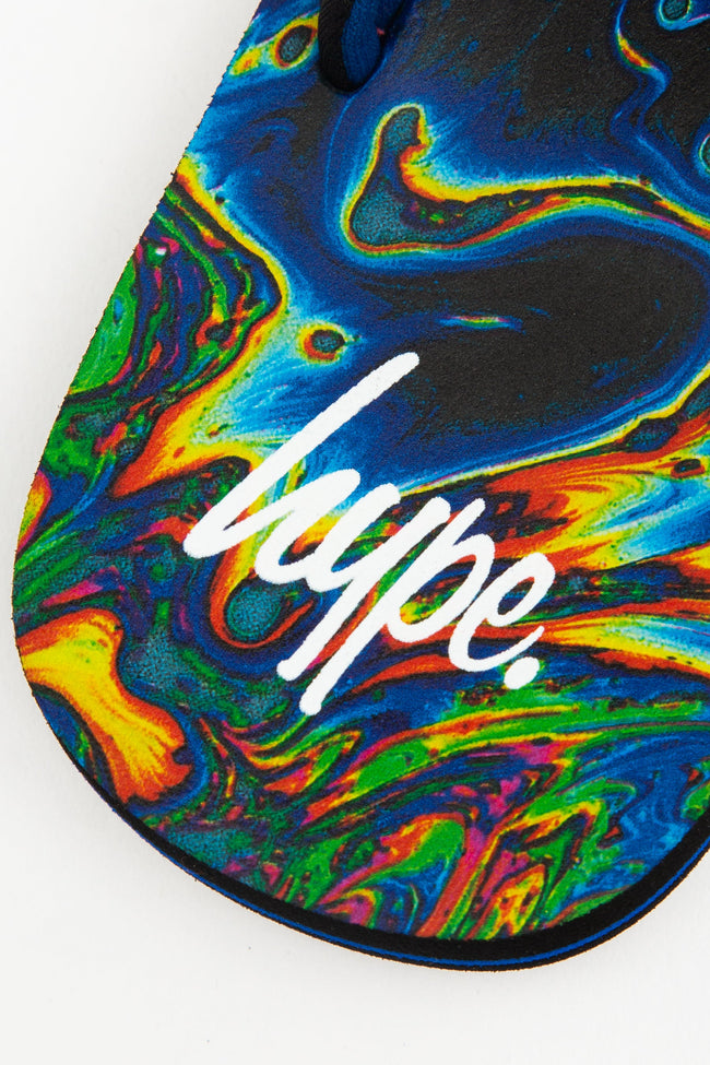 Hype Rainbow Marble Kids Foam Flip Flops