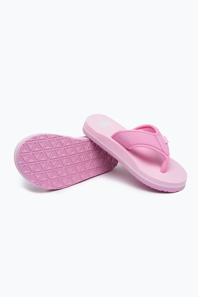 HYPE PINK SCRIPT KIDS FOAM FLIP FLOPS