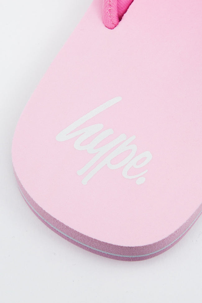 HYPE PINK SCRIPT KIDS FOAM FLIP FLOPS