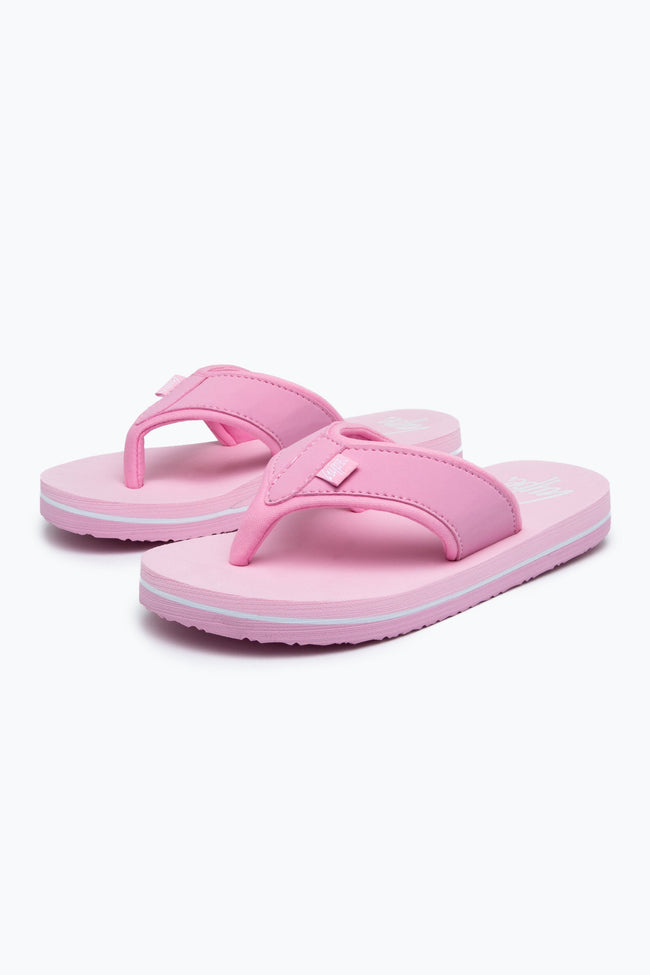 HYPE PINK SCRIPT KIDS FOAM FLIP FLOPS