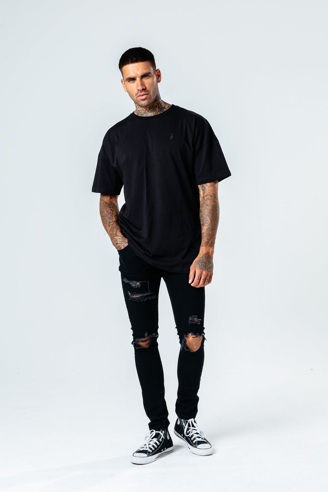 Hype Black Oversized Men'S T-Shirt