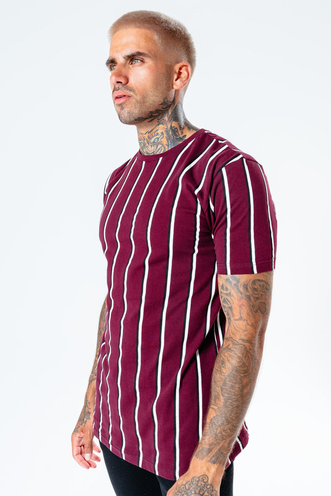 HYPE BURGUNDY STRIPE MEN'S T-SHIRT