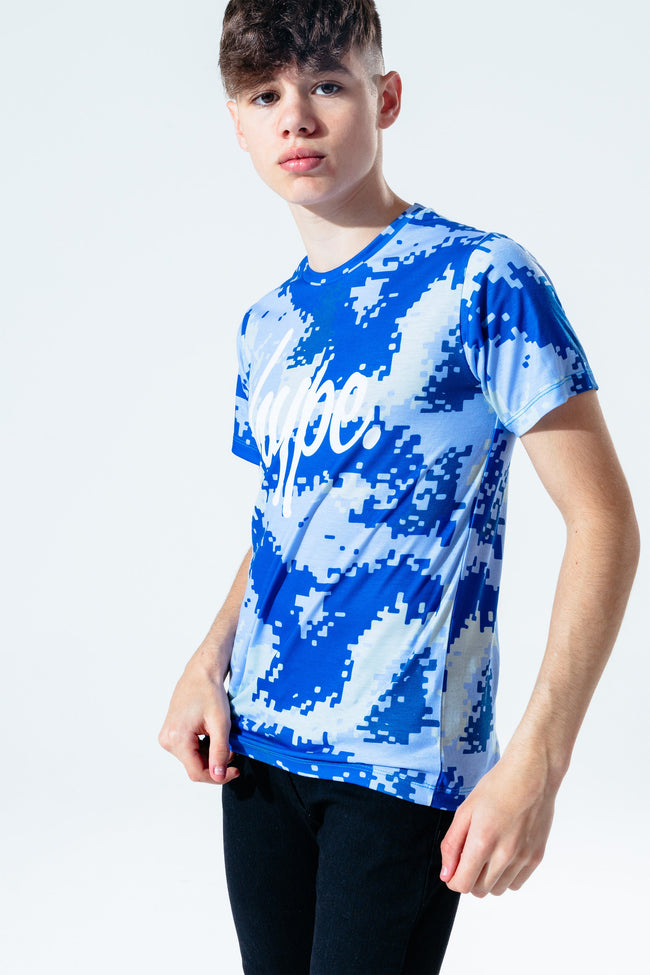 HYPE BLUE DIGITAL CAMO KIDS T-SHIRT