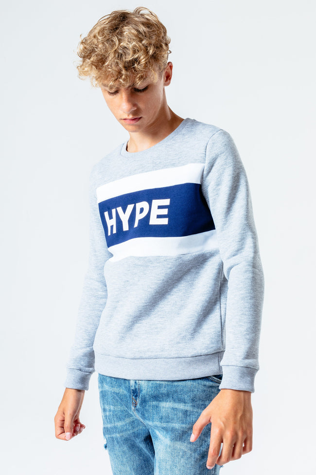 HYPE GREY BLOCK HYPE KIDS CREW NECK