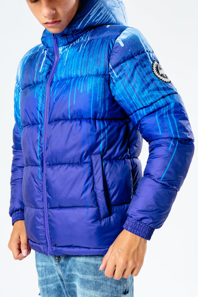 Hype Blue Drips Kids Puffer Jacket