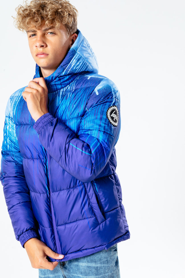 Hype Blue Drips Kids Puffer Jacket