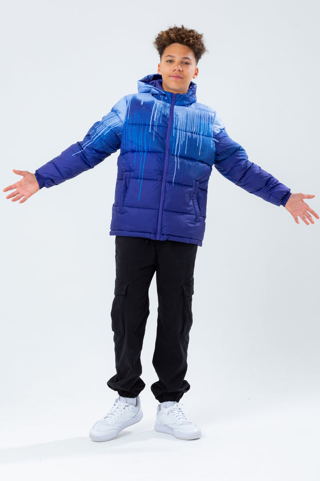 HYPE BLUE DRIPS KIDS PUFFER JACKET