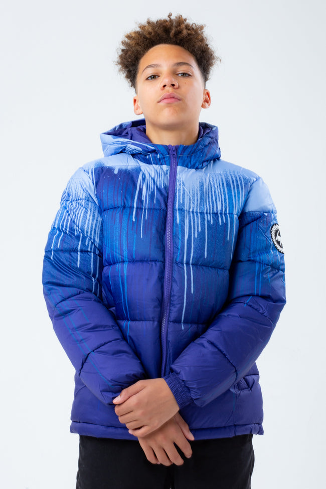 HYPE BLUE DRIPS KIDS PUFFER JACKET