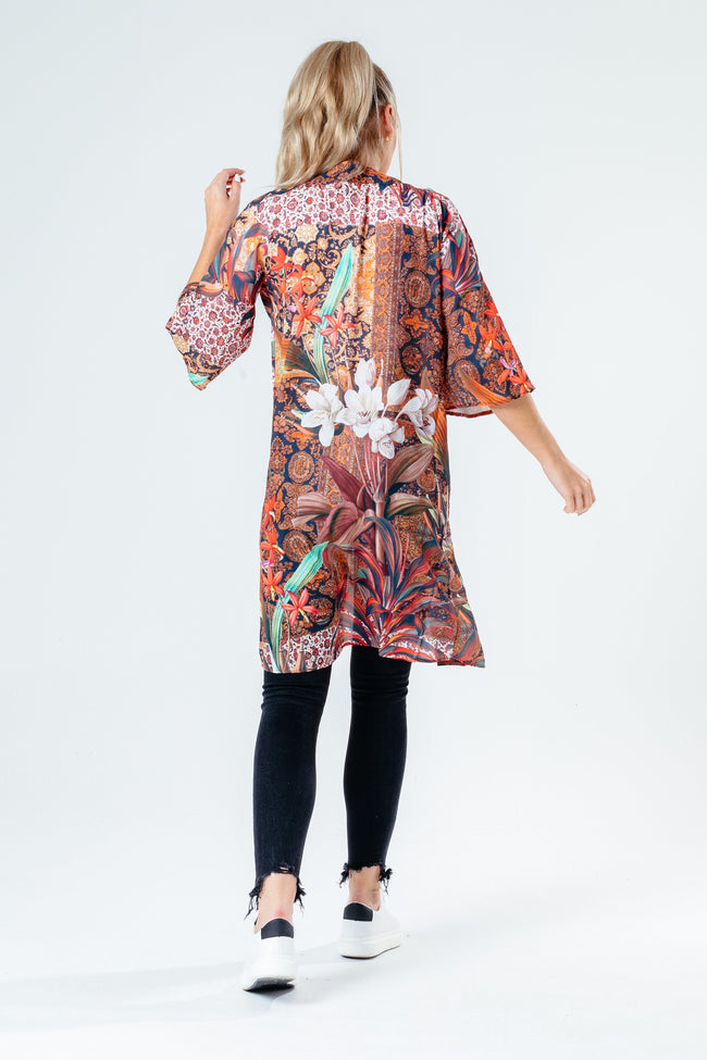 Hype Red Persian Rose Women'S Kimono Top