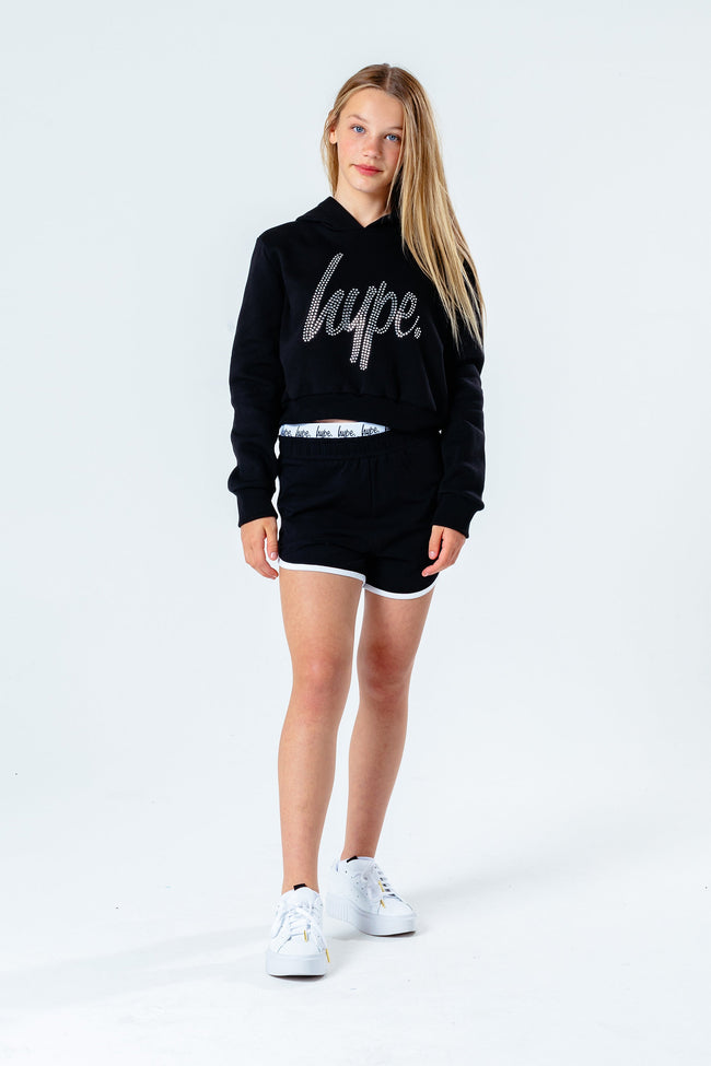 Hype Diamante Script Kids Crop Pullover Hoodie