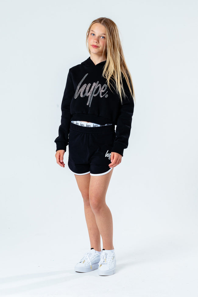 Hype Diamante Script Kids Crop Pullover Hoodie