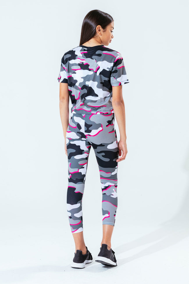 HYPE PINK LINE CAMO KIDS LEGGINGS