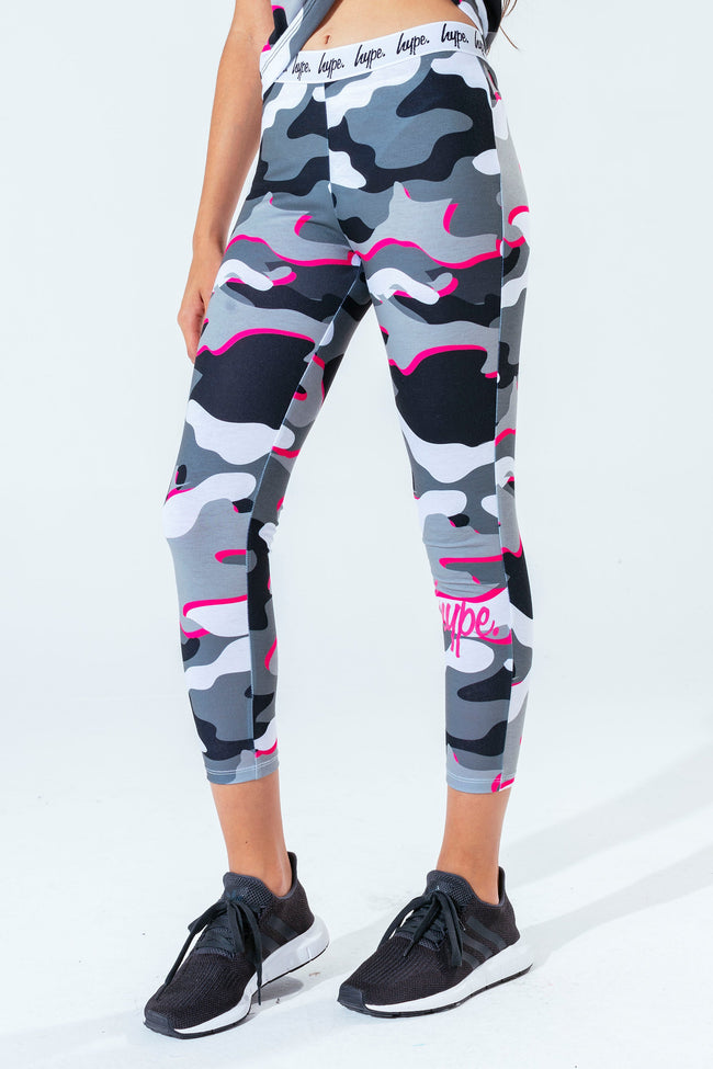 HYPE PINK LINE CAMO KIDS LEGGINGS