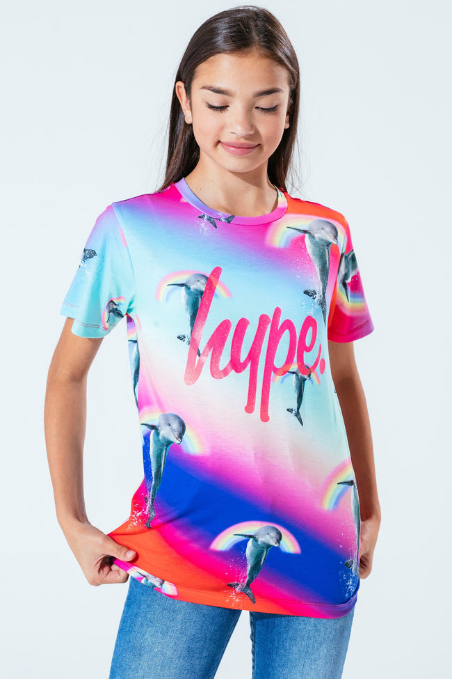 HYPE RAINBOW DOLPHIN KIDS T-SHIRT