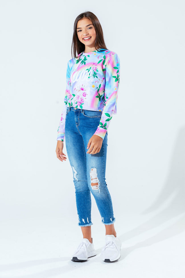 Hype Daisy Rainbow Kids Crop Crew Neck