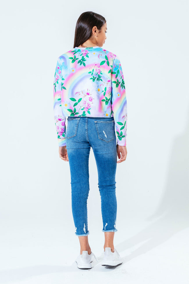 Hype Daisy Rainbow Kids Crop Crew Neck