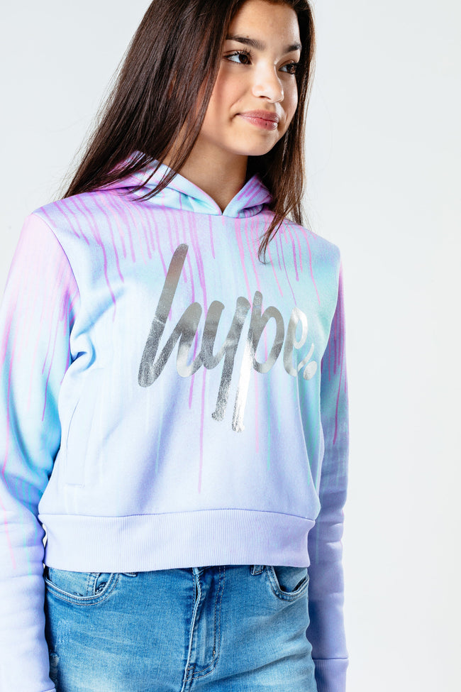 Hype Pastel Drips Kids Crop Pullover Hoodie