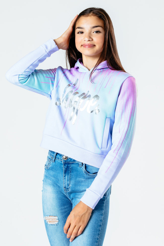 HYPE PASTEL DRIPS GIRLS CROP PULLOVER HOODIE