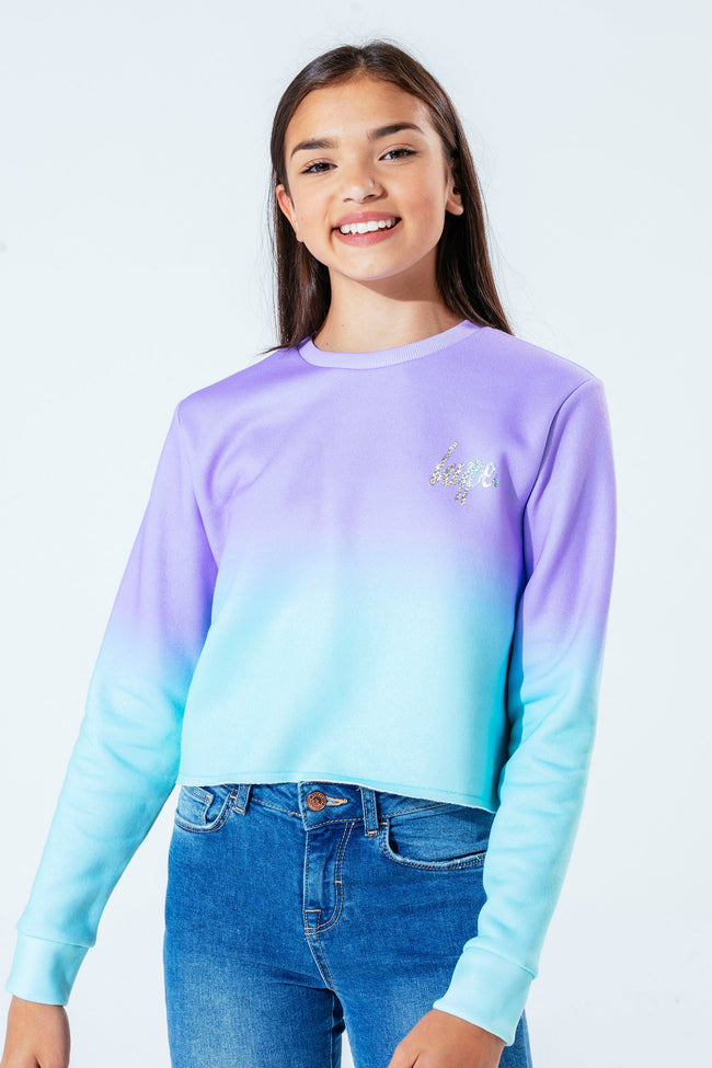 Hype Peppermint Fade Kids Crop Crew Neck