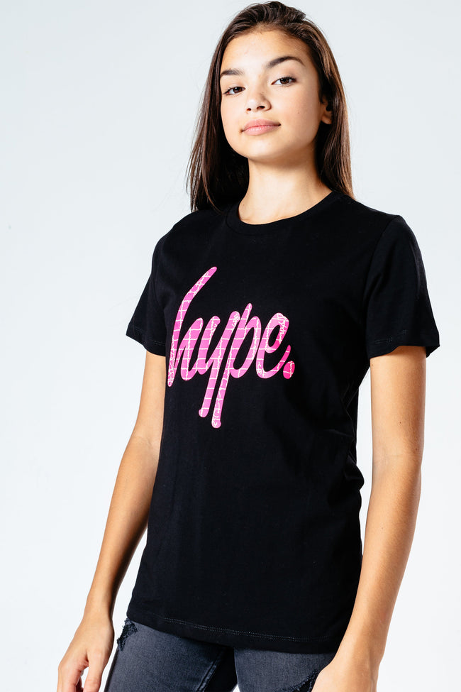 HYPE PINK SNAKE SKIN SCRIPT KIDS T-SHIRT