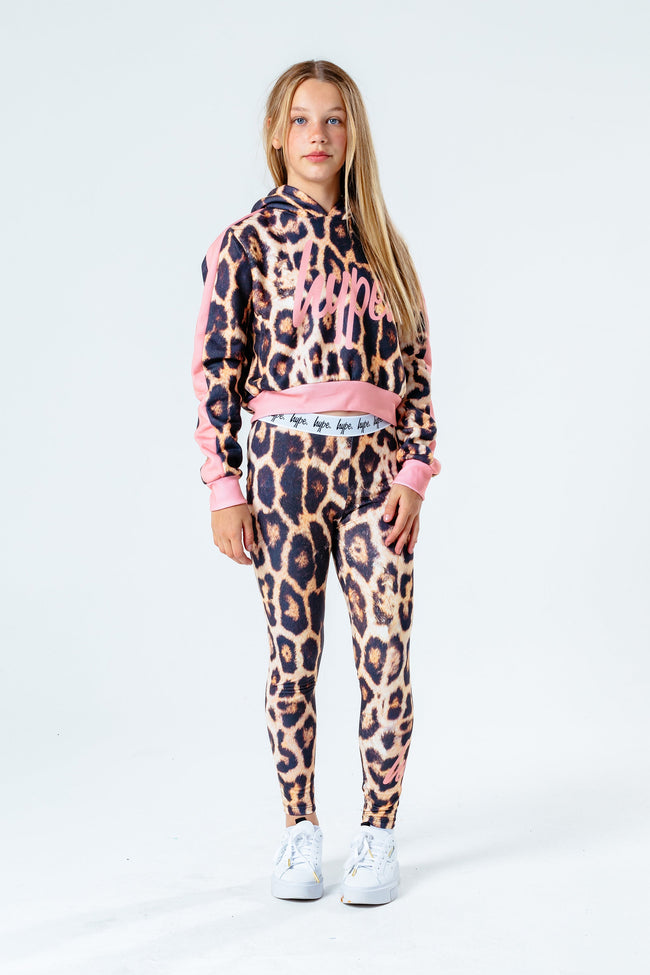 Hype Leopard Kids Crop Pullover Hoodie