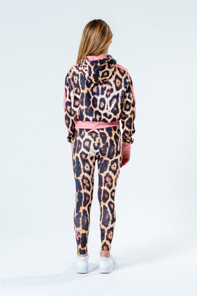 Hype Leopard Kids Crop Pullover Hoodie