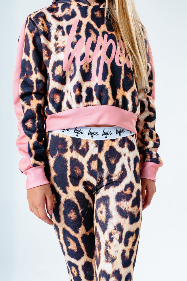 Hype Leopard Kids Crop Pullover Hoodie