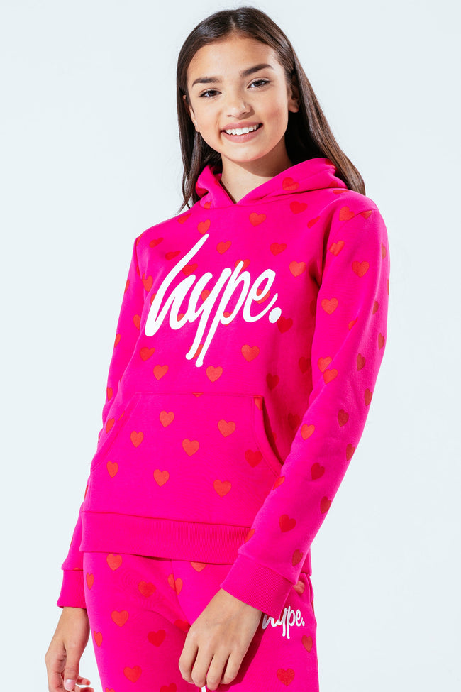 HYPE PINK HEART KIDS PULLOVER HOODIE