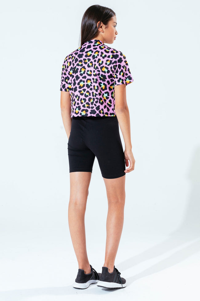 Hype Disco Leopard Kids Crop T-Shirt