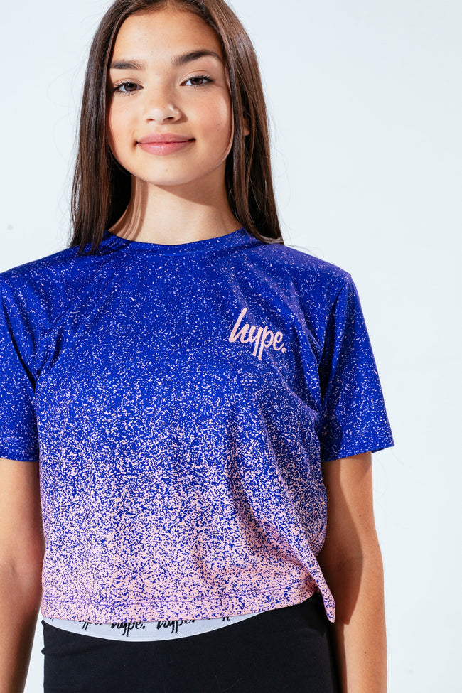 Hype Rose Gold Speckle Fade Kids Crop T-Shirt