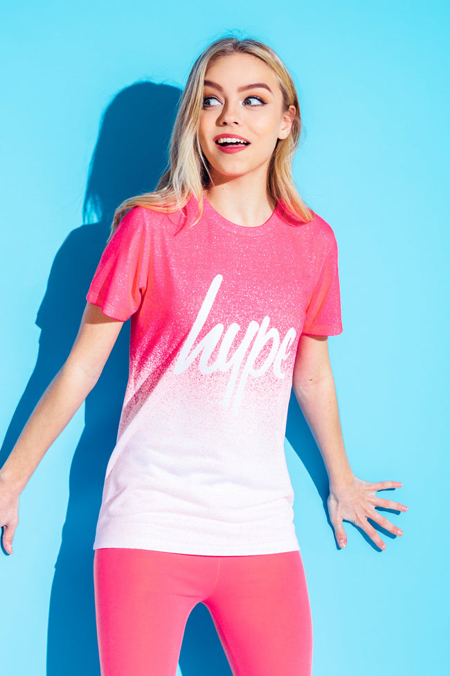 Hype Pink White Speckle Fade Kids T-Shirt