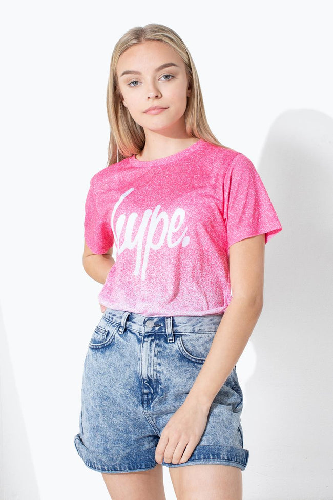 HYPE PINK WHITE SPECKLE FADE KIDS T-SHIRT