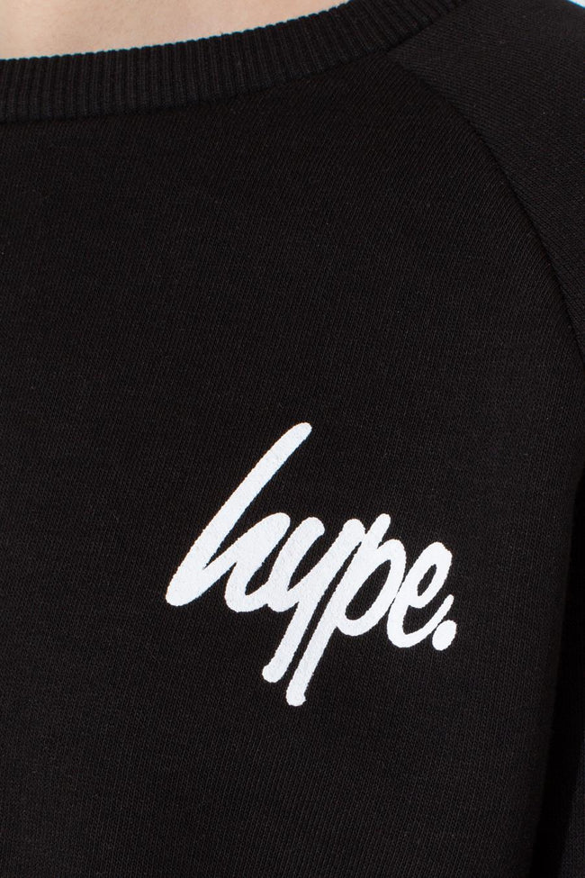 HYPE BLACK SIDE STRIPE KIDS CROP CREW NECK