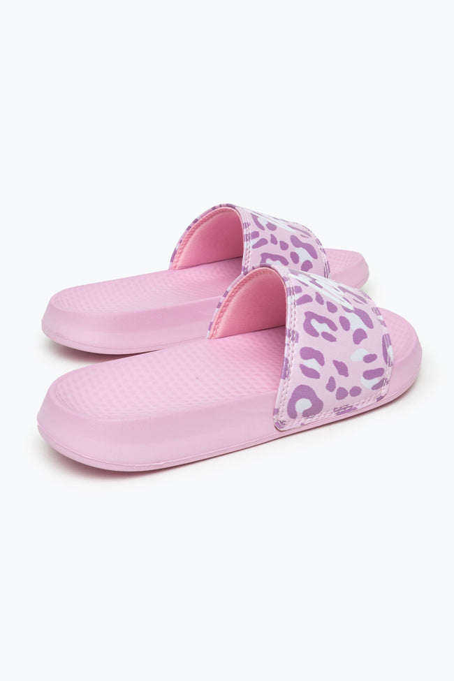 HYPE KIDS UNISEX PINK TONE ON TONE LEOPARD CREST SLIDERS