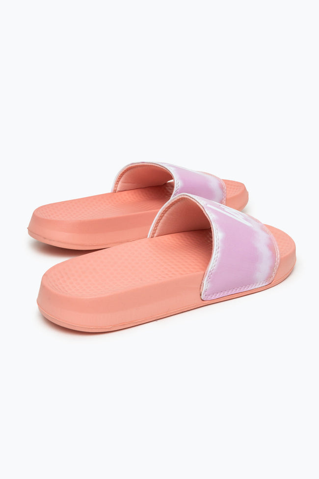 HYPE KIDS UNISEX OMBRE PEACH BLUR SCRIPT SLIDERS