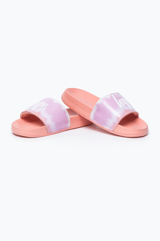 HYPE KIDS UNISEX OMBRE PEACH BLUR SCRIPT SLIDERS