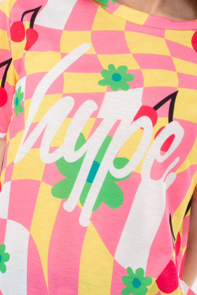 HYPE GIRLS PINK GROOVEY WAVE SCRIPT T-SHIRT