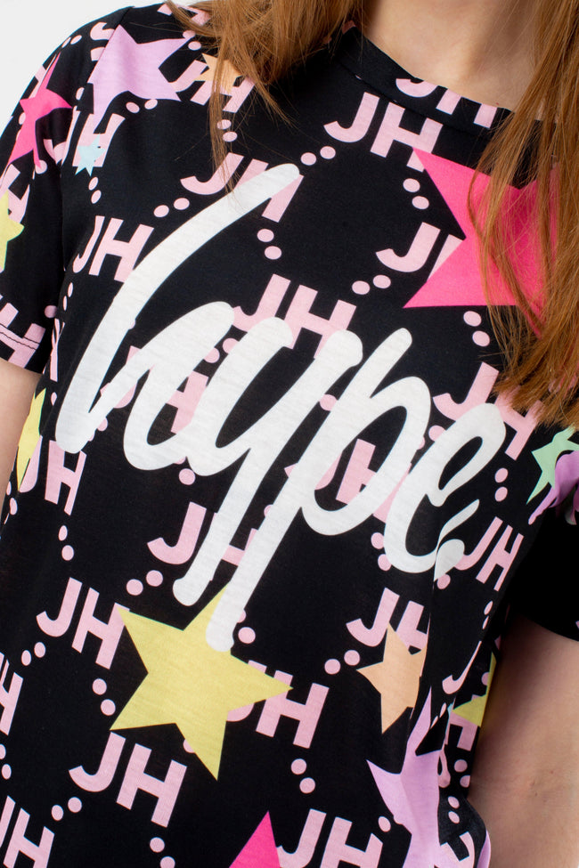 HYPE GIRLS BLACK JH STAR SCRIPT T-SHIRT