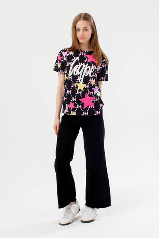 HYPE GIRLS BLACK JH STAR SCRIPT T-SHIRT