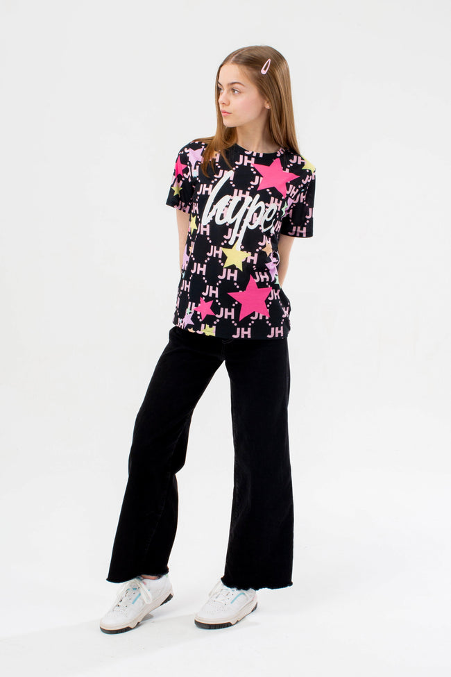 HYPE GIRLS BLACK JH STAR SCRIPT T-SHIRT