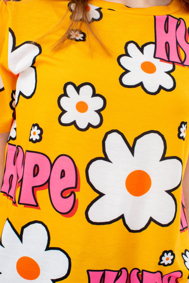 HYPE GIRLS YELLOW WAVEY DAISY T-SHIRT