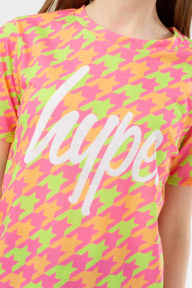 HYPE GIRLS PEACH NEON TOOTH SCRIPT T-SHIRT