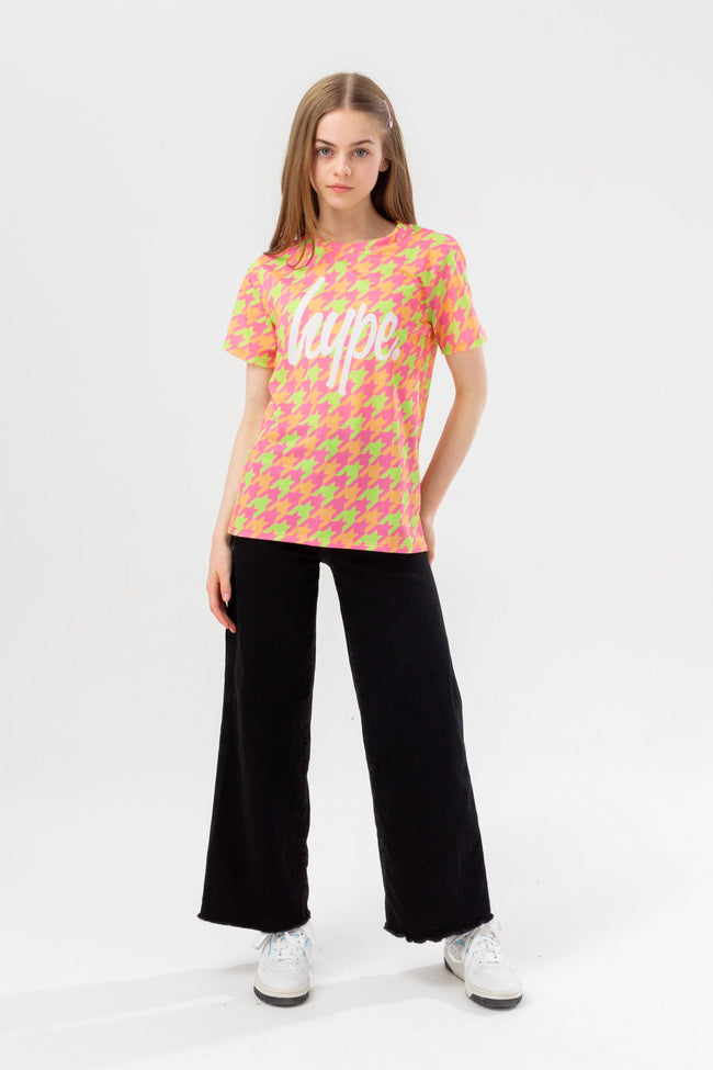 HYPE GIRLS PEACH NEON TOOTH SCRIPT T-SHIRT