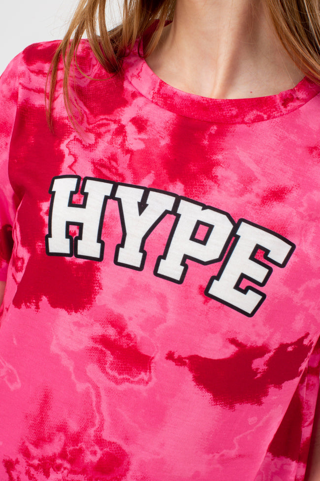 HYPE GIRLS PINK BLUSH TIE DYE COLLEGE T-SHIRT