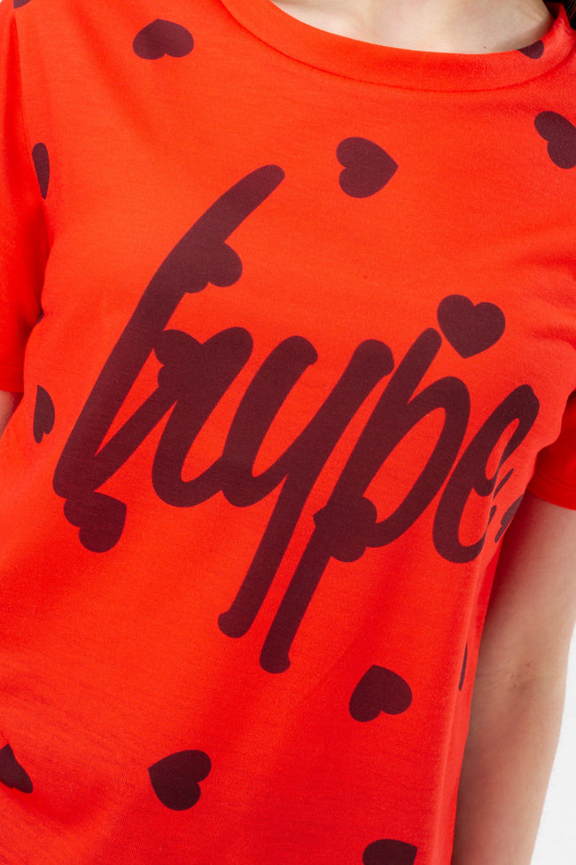 HYPE GIRLS RED HEART STAMP SCRIPT T-SHIRT